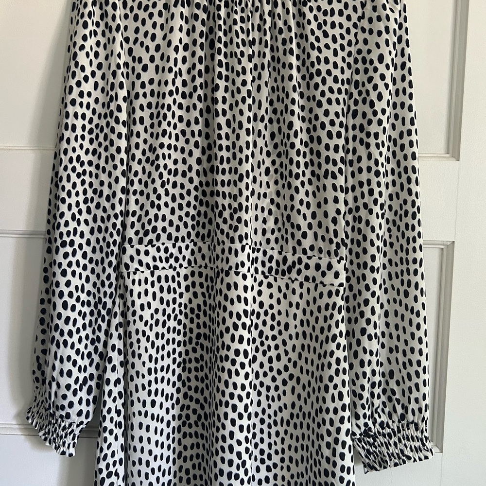 J. Crew Black and Navy Patterned A-Line Dress
